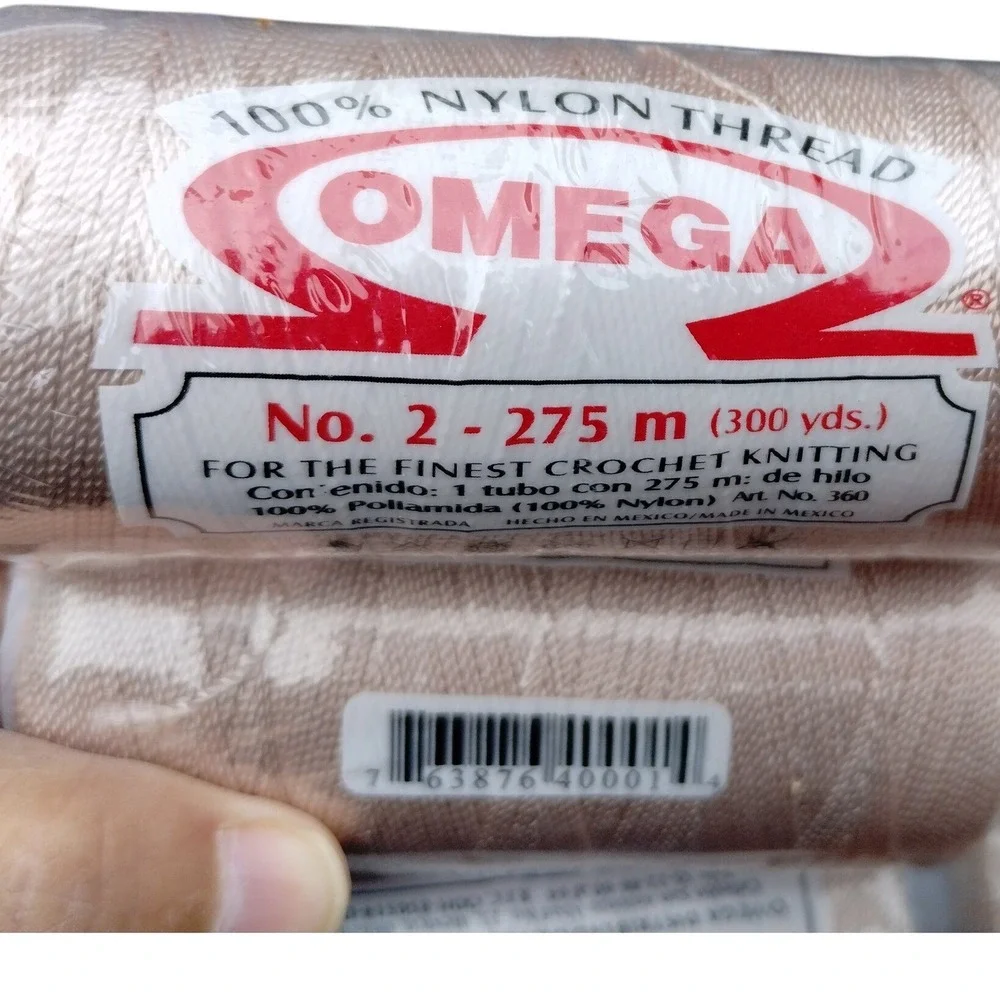 Omega No 2 Nylon Thread 275m 300yds Beige Champagne Crochet Knitting 9 Spools